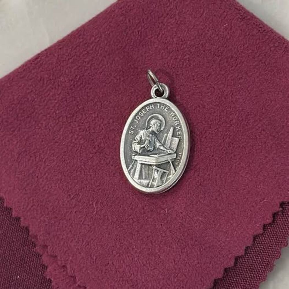 Vintage Catholic St. Joseph the Worker & St. Dymphna Catholic Pewter Medal